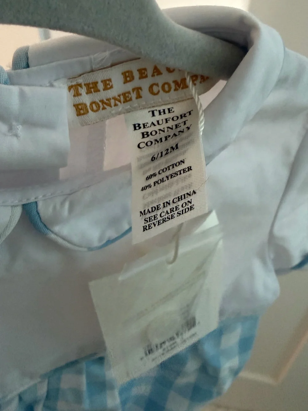 The Beaufort Bonnet Company Blue and White Gingham Bradford Bubble Romper